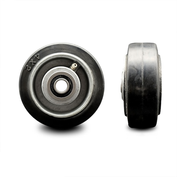 SCC - 4" Rubber on Aluminum Wheel Only w/Ball Bearing-1/2" Bore-400 lbs Capacity
